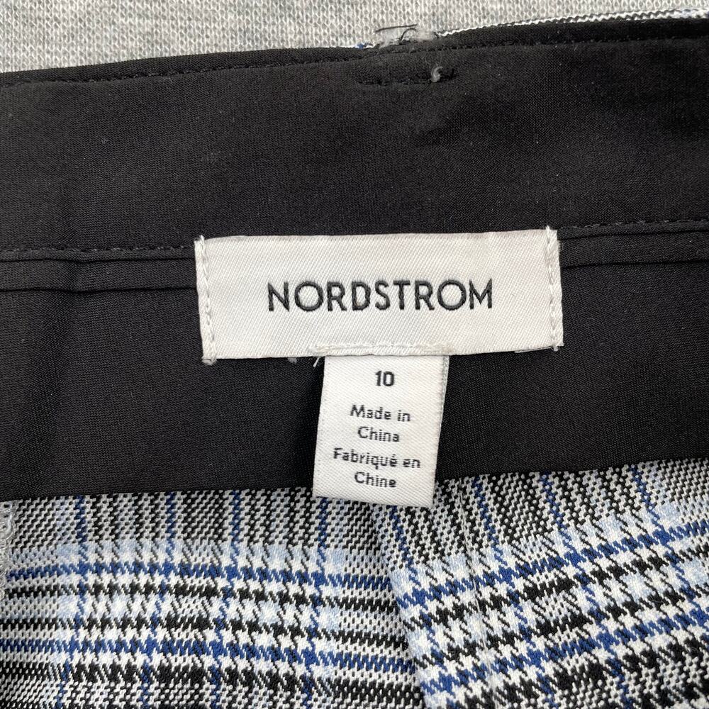 Nordstrom Womens High Waist Pleated Pants 10 Glen Plaid Black Blue Check Trouser - Picture 5 of 16